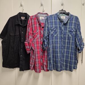 The Foundry Supply Co. Black, Red, and Blue Plaid Men's Shirts